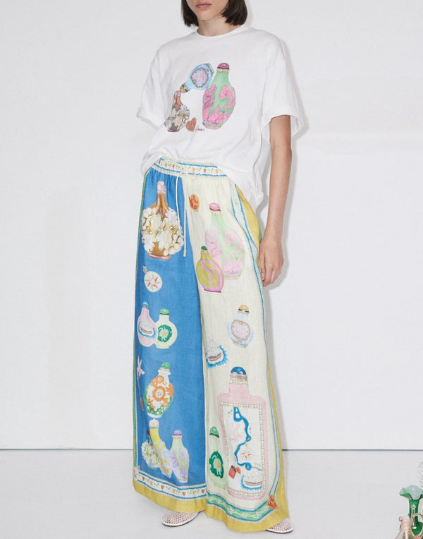 Printed Linen Elixir Wide Leg Pants