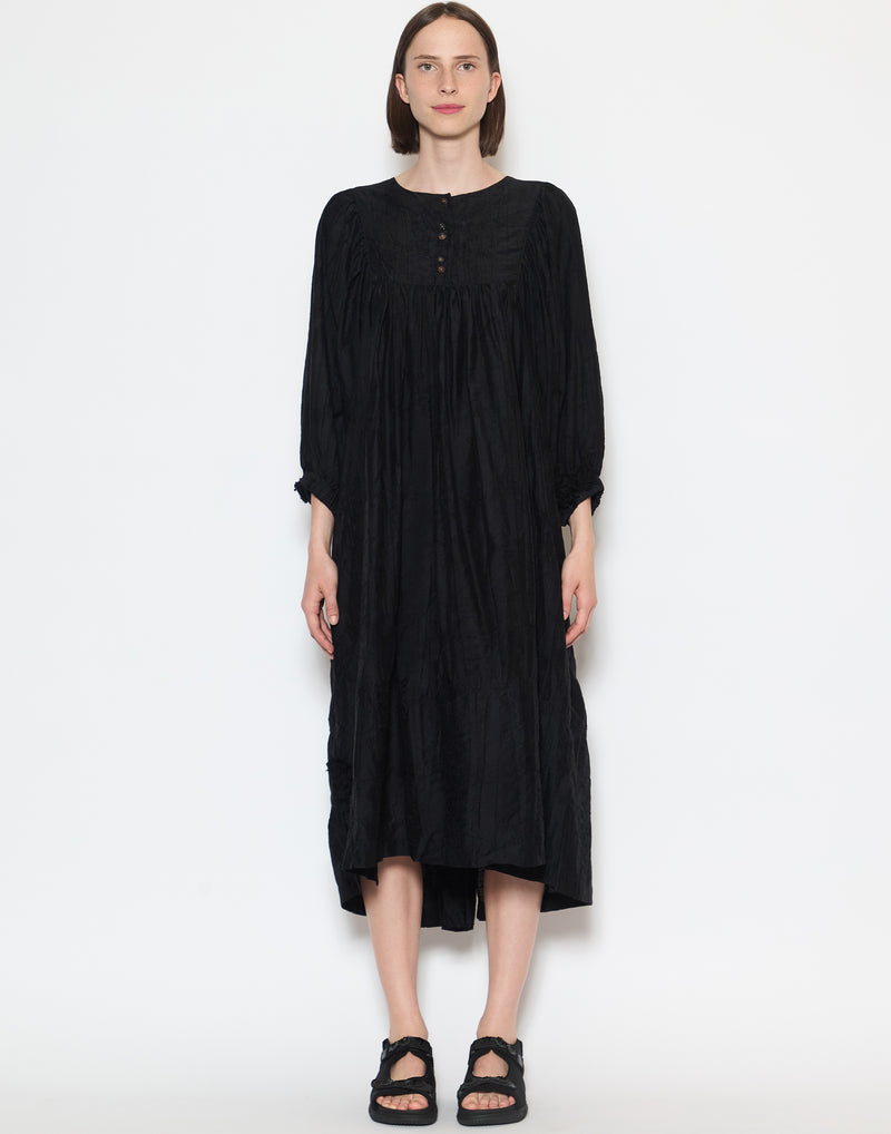 Black Jacquard Cotton Blend Dress