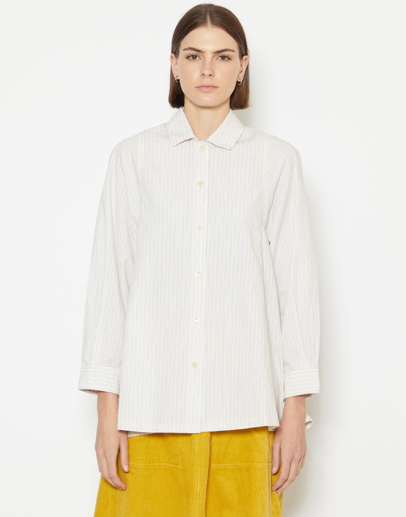 Ivory & Olive Stripe Cotton Shirt