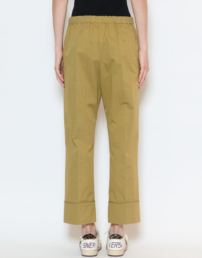 Khaki Cotton Blend Panesh Pants