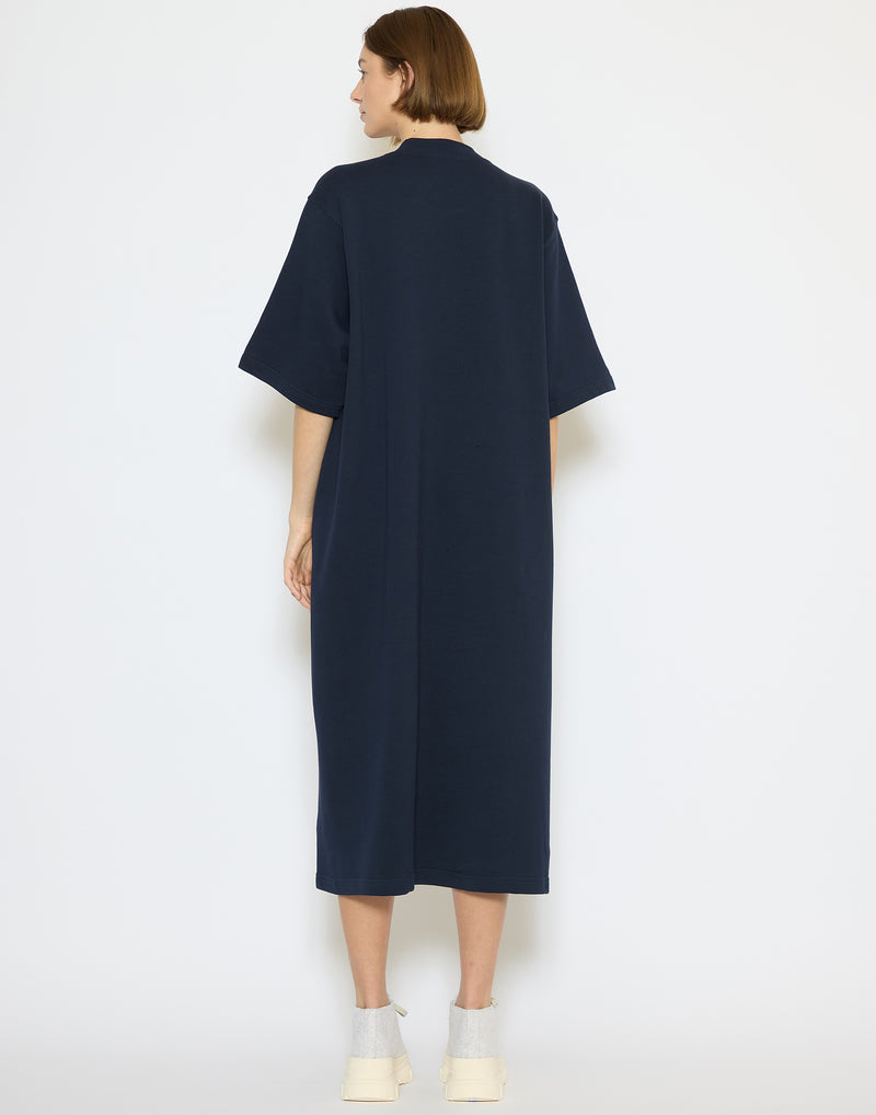 Navy Cotton Fleece Tatum Dress