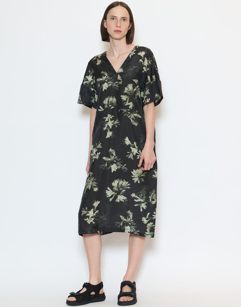 Black Anigo Floral V-Neck Dara Dress