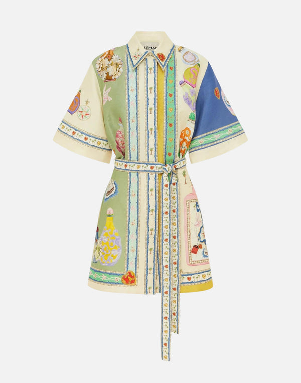 Printed Linen & Viscose Elixir Mini Dress