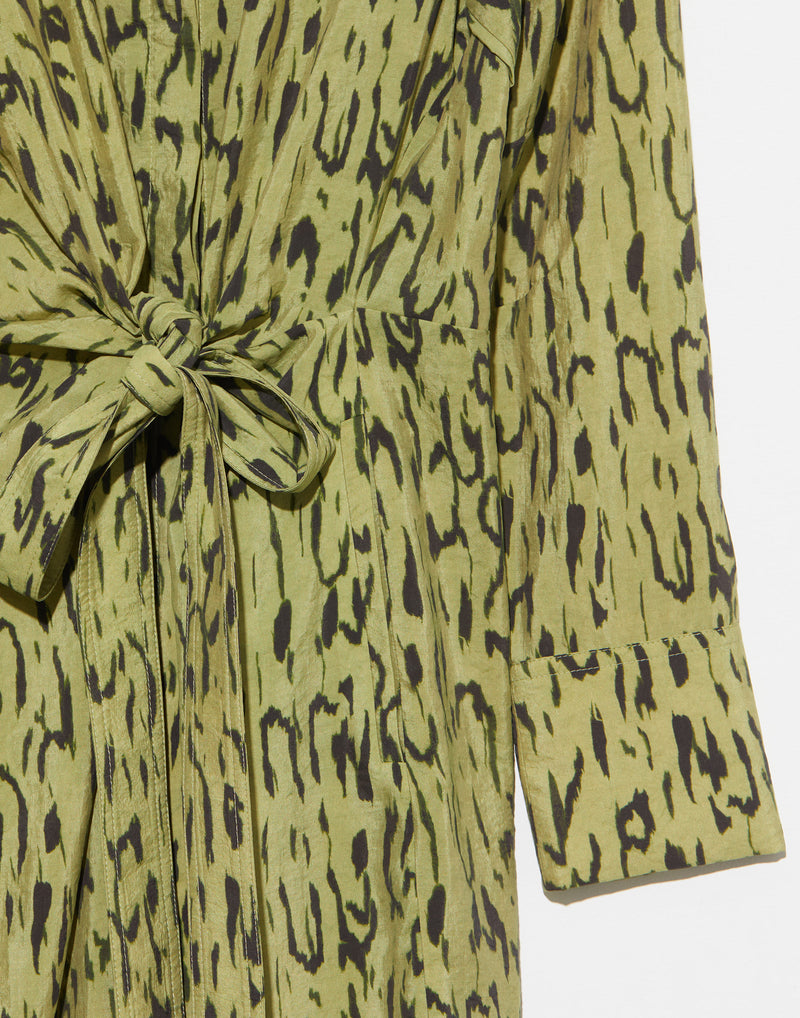 Lemon Grass Feline Print Dorani Wrap Dress