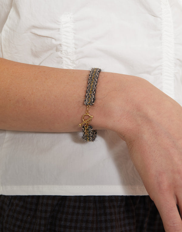 Gold & Anthracite Mohair Bracelet