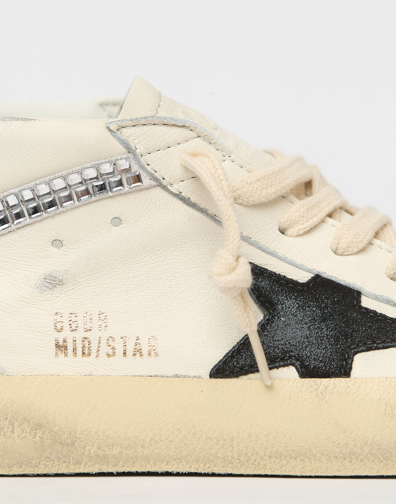 White & Swarovski® Crystal Mid Star Sneakers