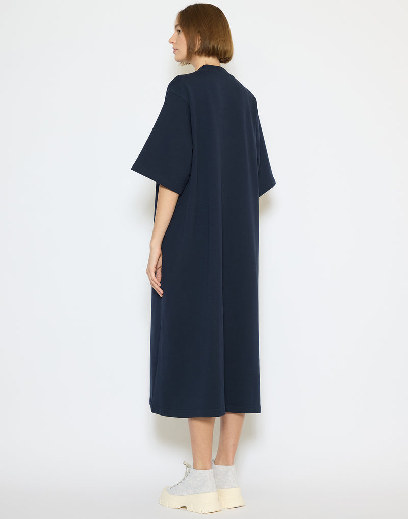 Navy Cotton Fleece Tatum Dress