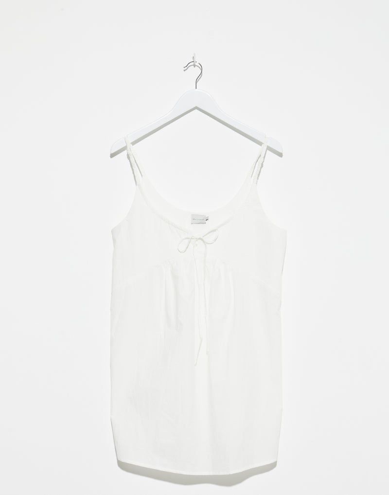 White Cotton Poplin Double V Dress