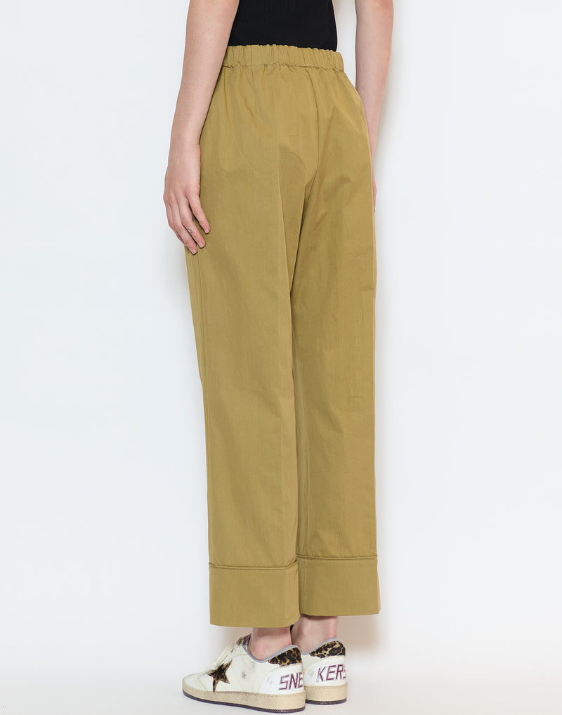 Khaki Cotton Blend Panesh Pants