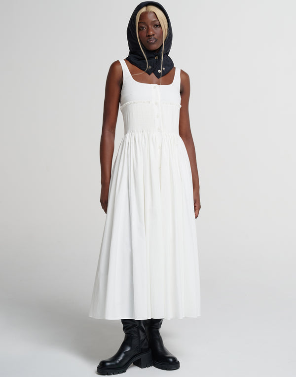 White Cotton Poplin Nuvem Dress