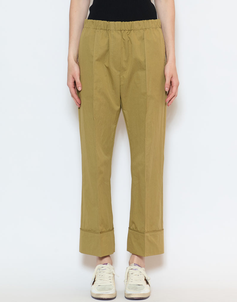 Khaki Cotton Blend Panesh Pants