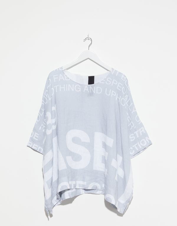 Grey Printed Linen Top