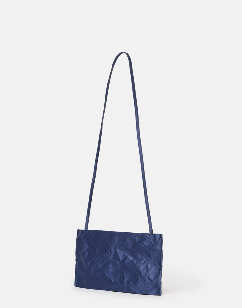 Sea Blue Satin & Metallic Foil Greta Bag