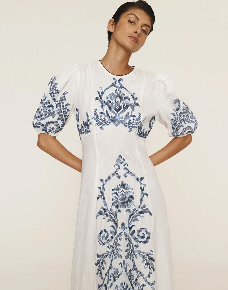 Hazel Embroidered Midi Dress