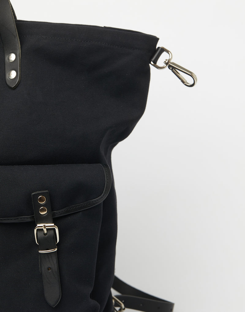 Black Cotton Canvas Rucksack