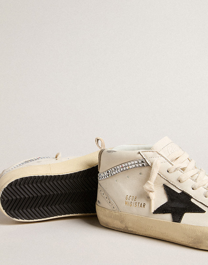 White & Swarovski® Crystal Mid Star Sneakers