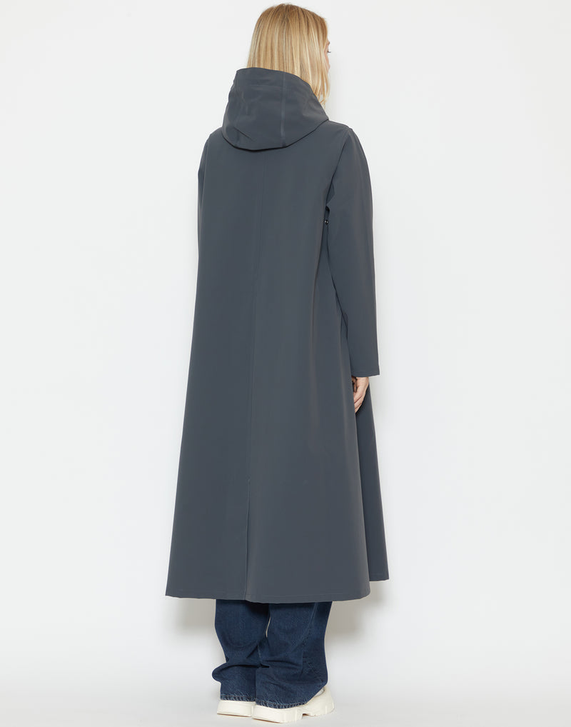 Matte Charcoal Long Moseback Raincoat