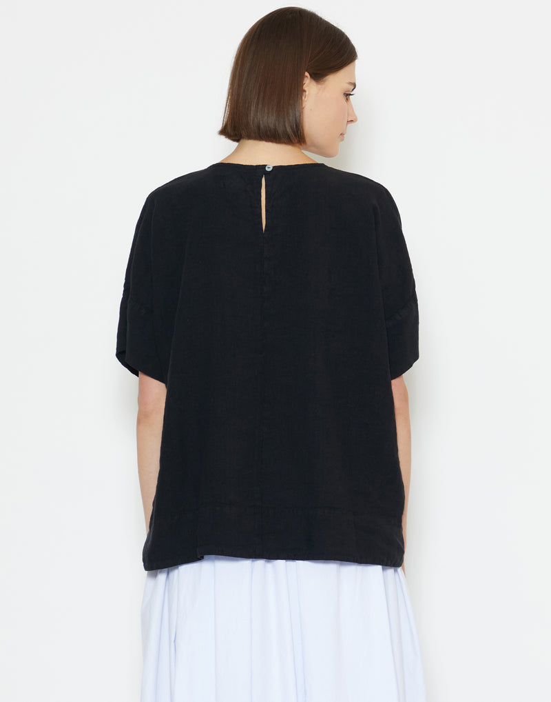 Black Linen Avril Top