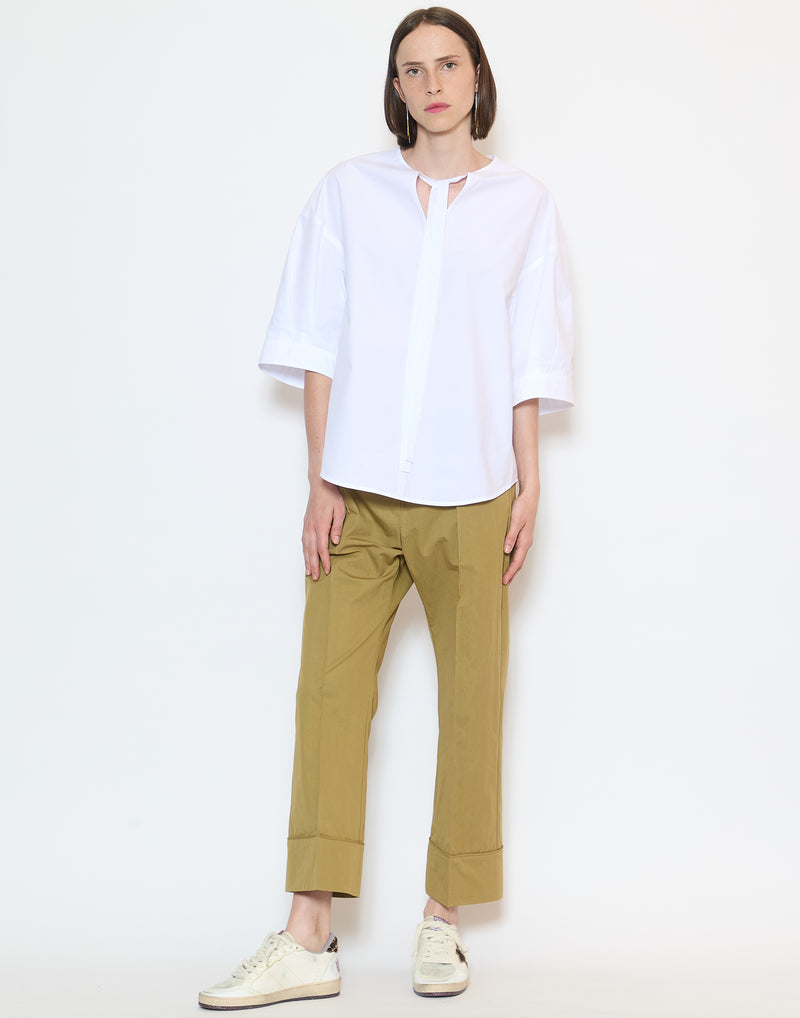 Khaki Cotton Blend Panesh Pants