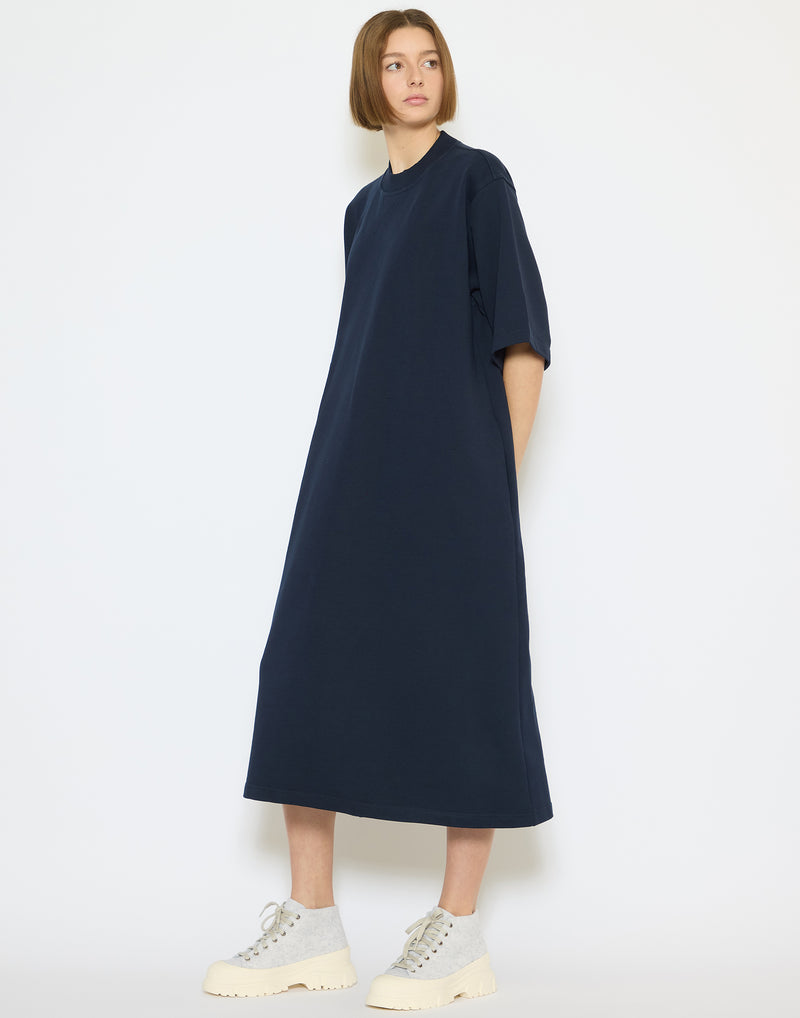 Navy Cotton Fleece Tatum Dress