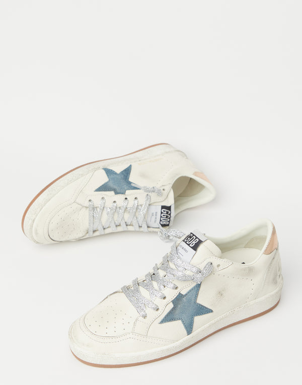 White & Blue Ball Star Sneakers