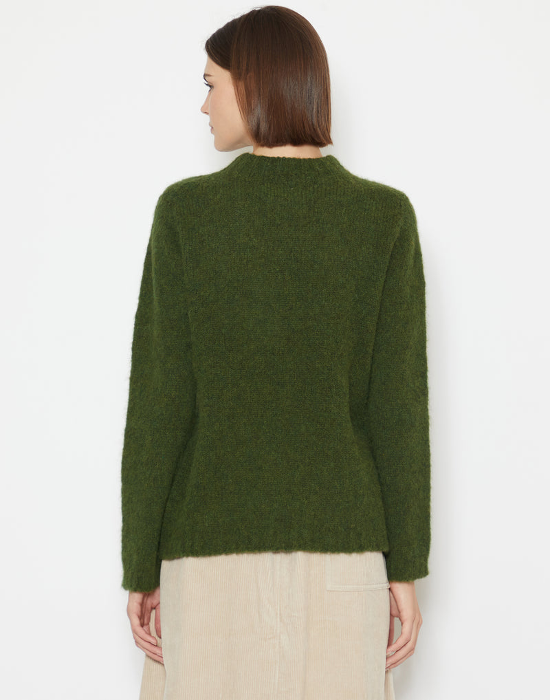 Moss Green Brushed Alpaca Blend Pullover