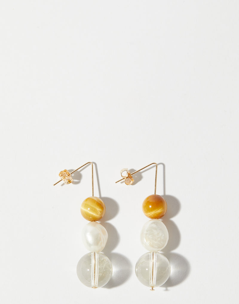 Citrine & Tiger Eye Olive Earrings