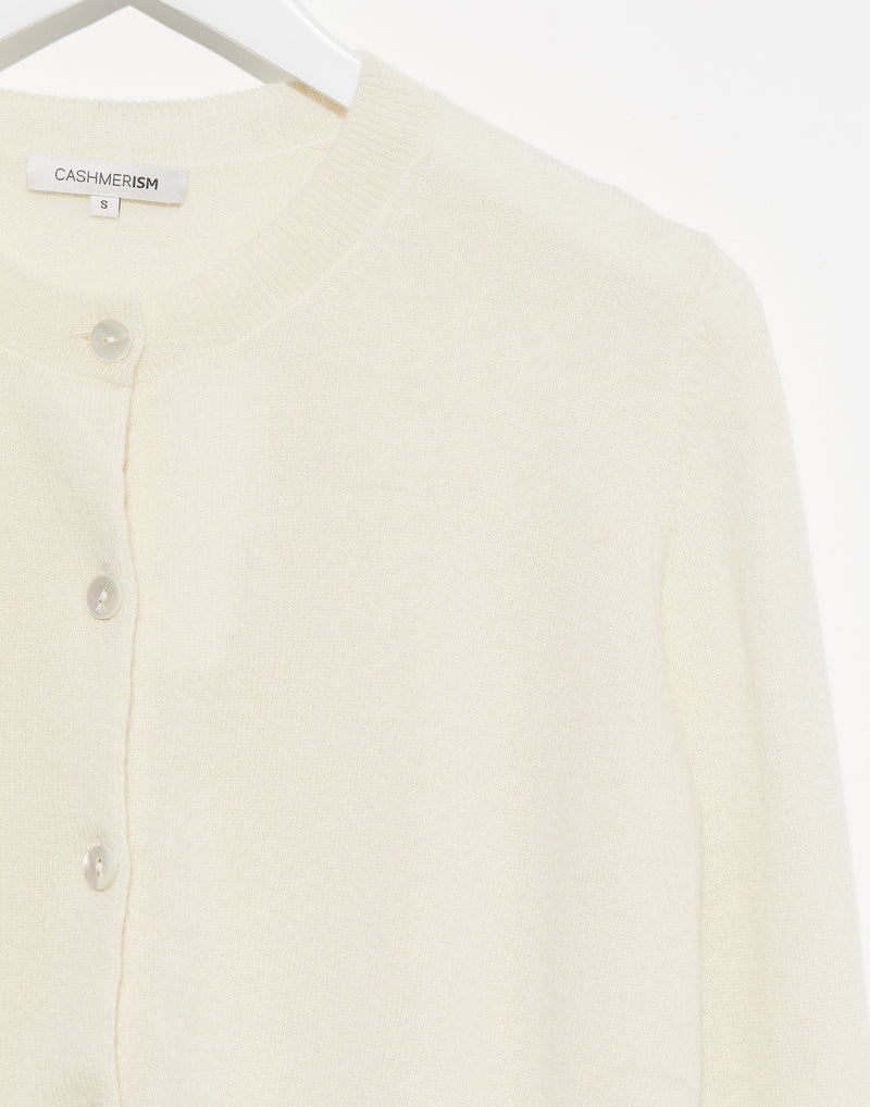 Cream Cashmere Crew Neck Cardigan