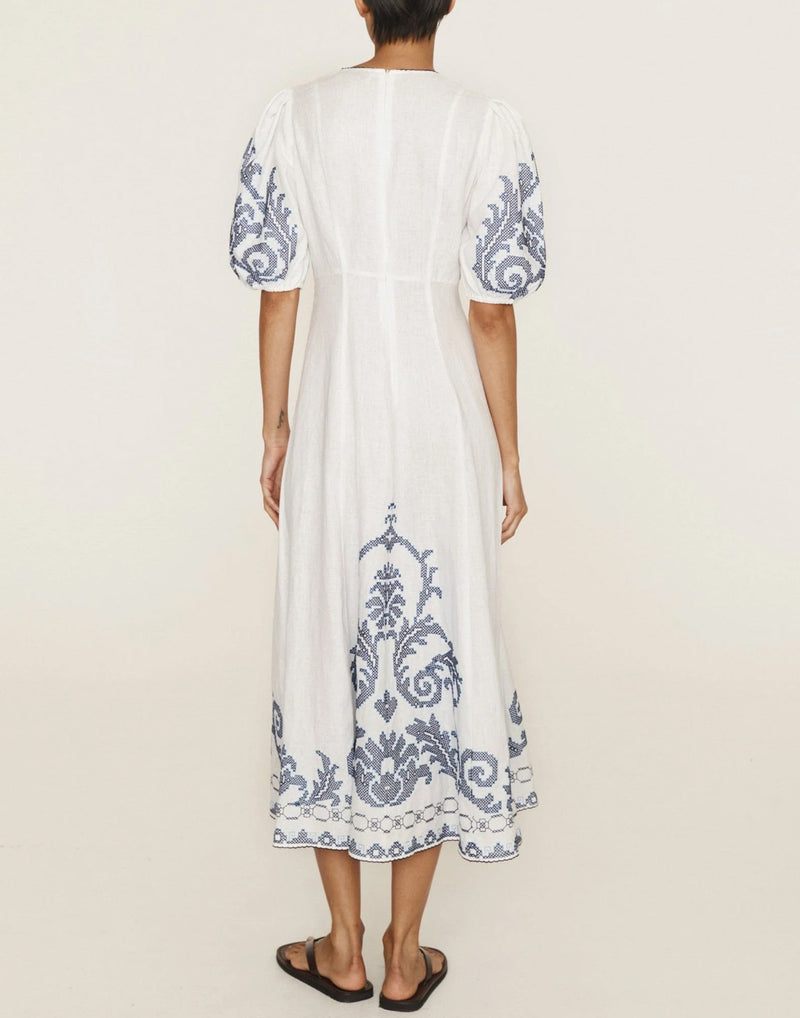 Hazel Embroidered Midi Dress