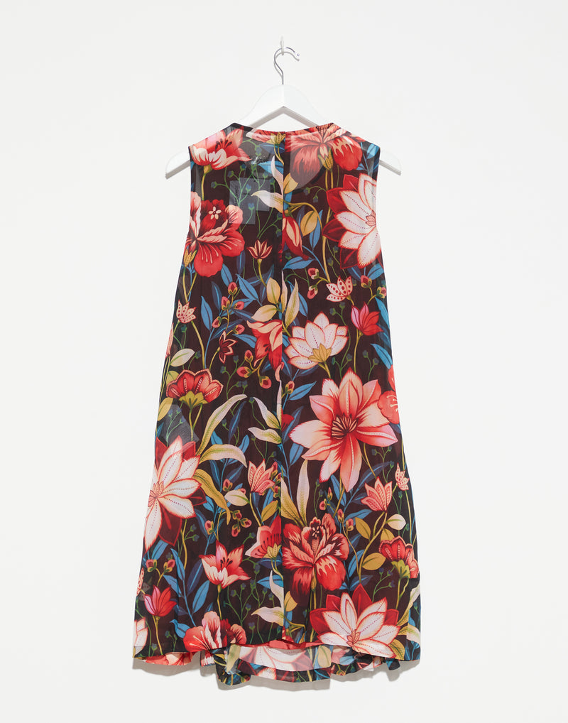 Floral Print Ruched Sleeveless Dress