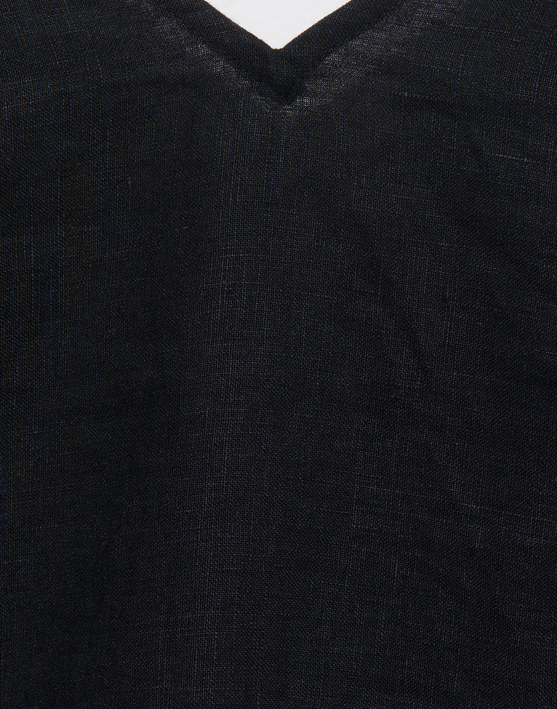 Black Linen Looped Dress