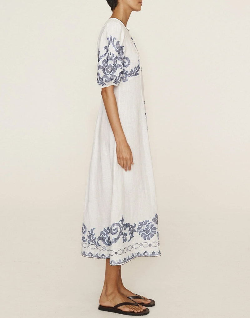 Hazel Embroidered Midi Dress