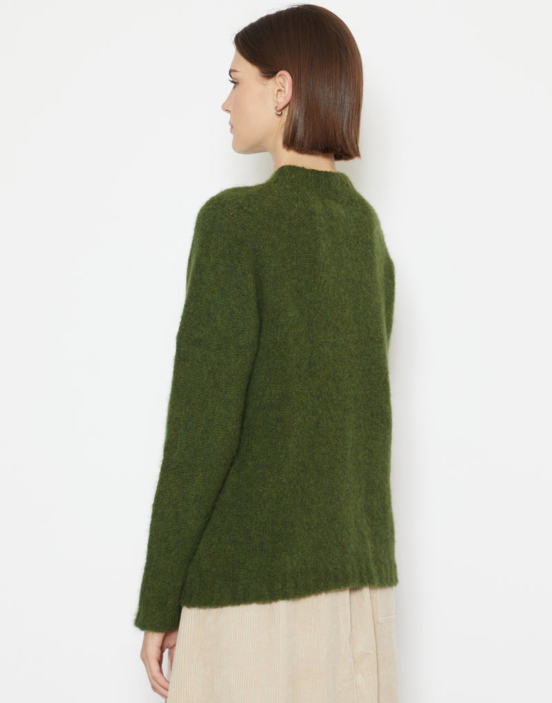 Moss Green Brushed Alpaca Blend Pullover