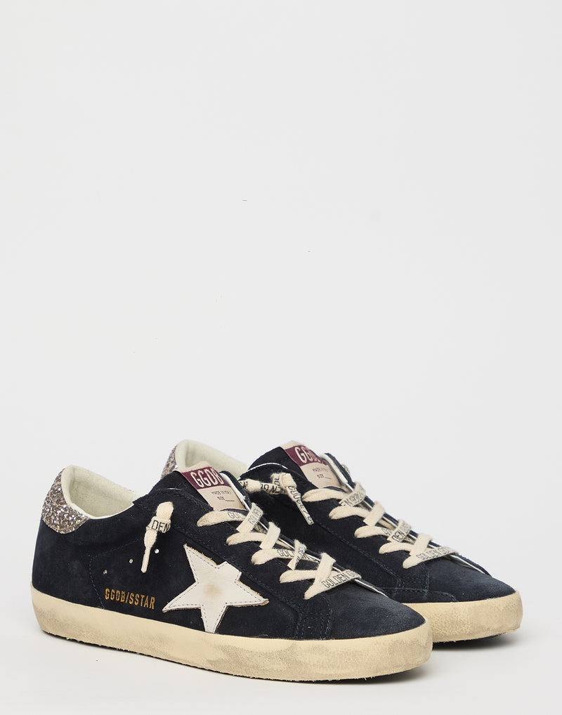 Navy Blue Suede Superstar Sneakers