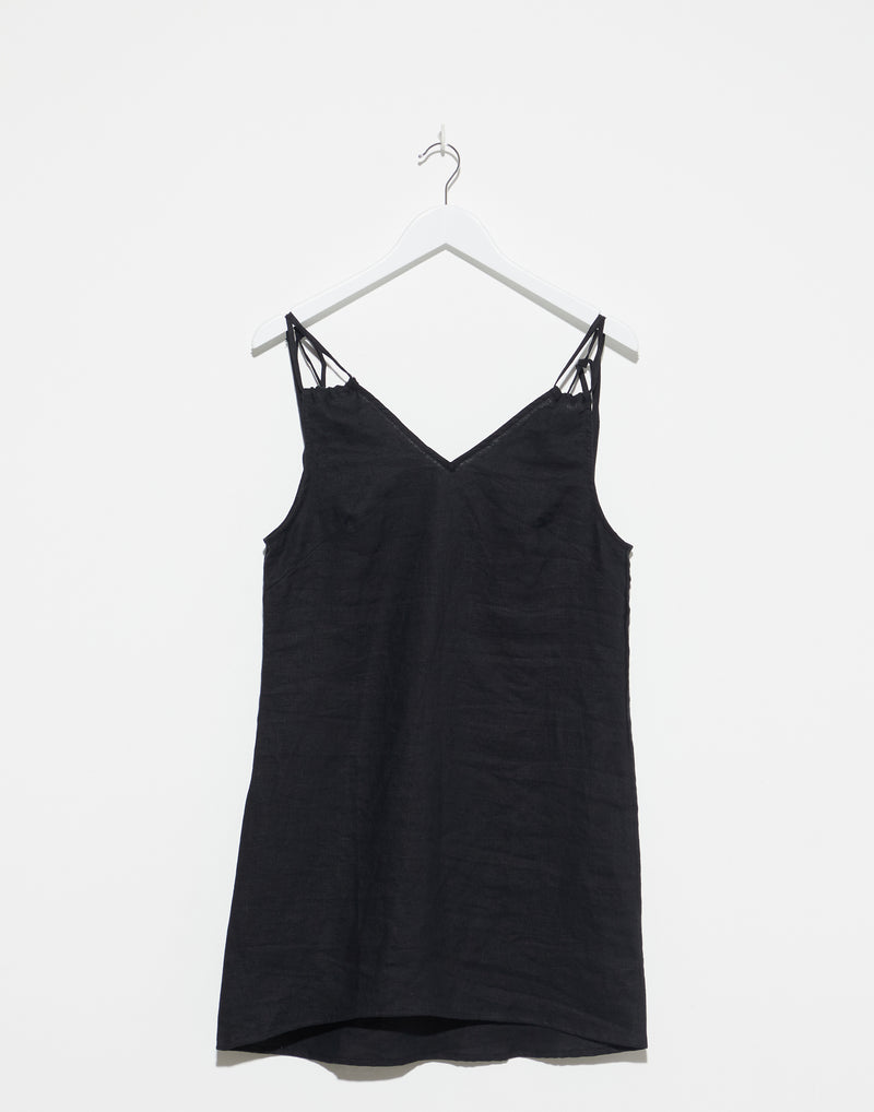 Black Linen Looped Dress