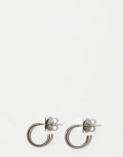 Silver Fine Track Hoop Stud Earrings