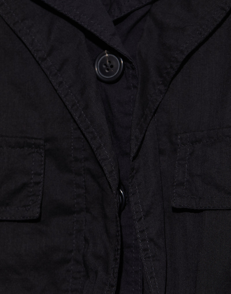 Black Cotton Blend Pocket Coat