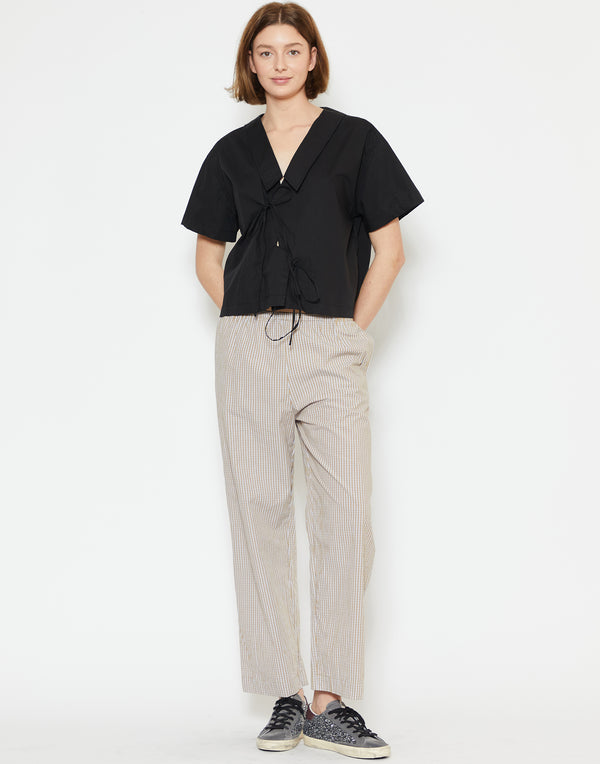 Black Cotton Poplin Panel Shirt