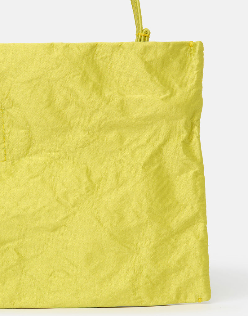 Lemon Satin & Metallic Foil Greta Bag