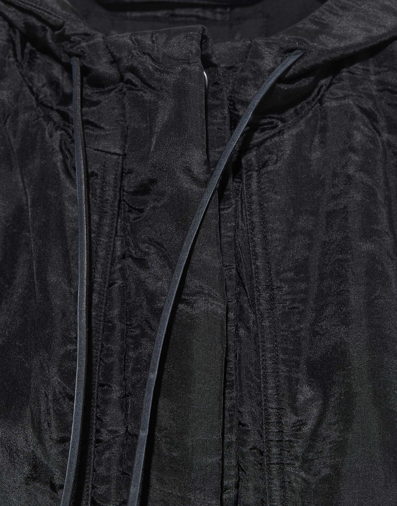 Black Silk Hooded Jacket