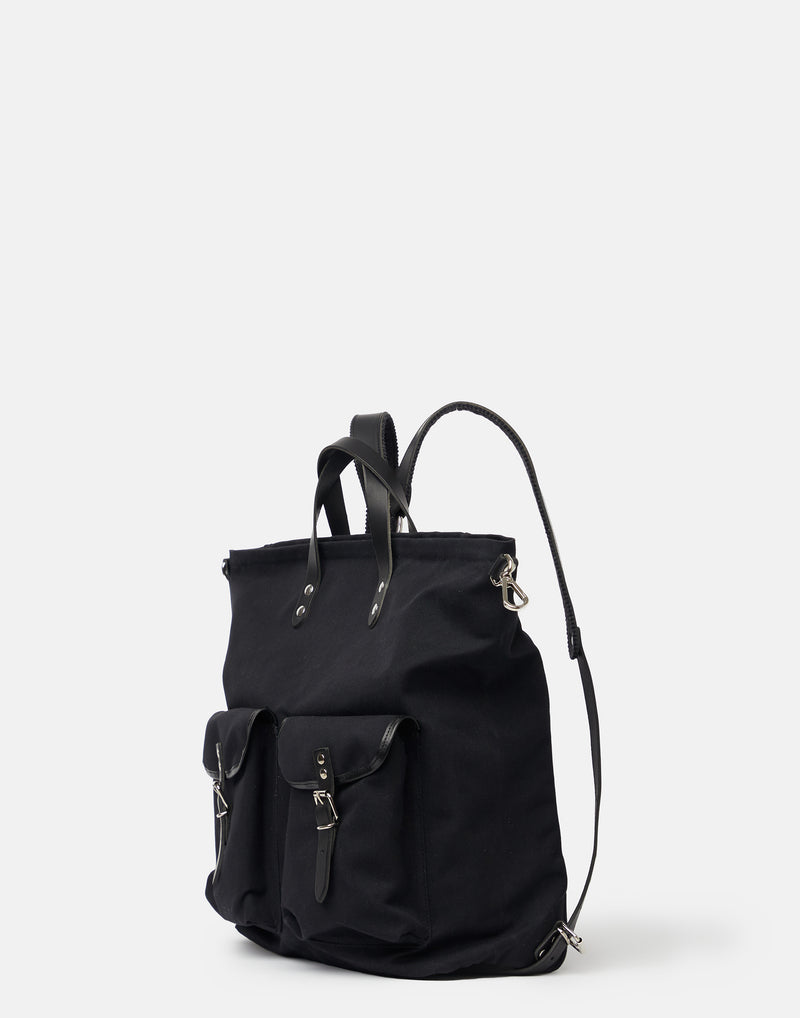 Black Cotton Canvas Rucksack