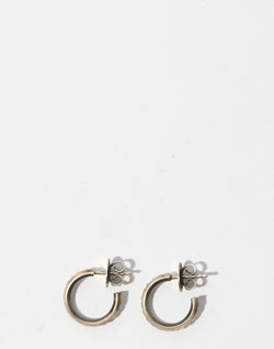 Silver Fine Scales Hoop Stud Earrings