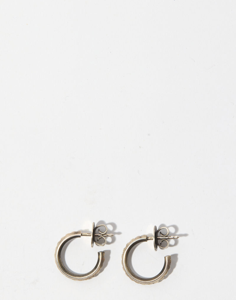 Silver Fine Scales Hoop Stud Earrings