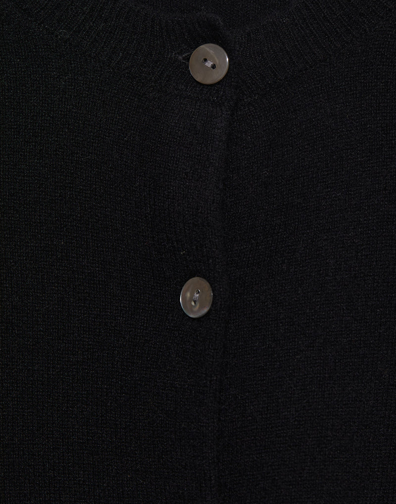 Black Cashmere Crew Neck Cardigan