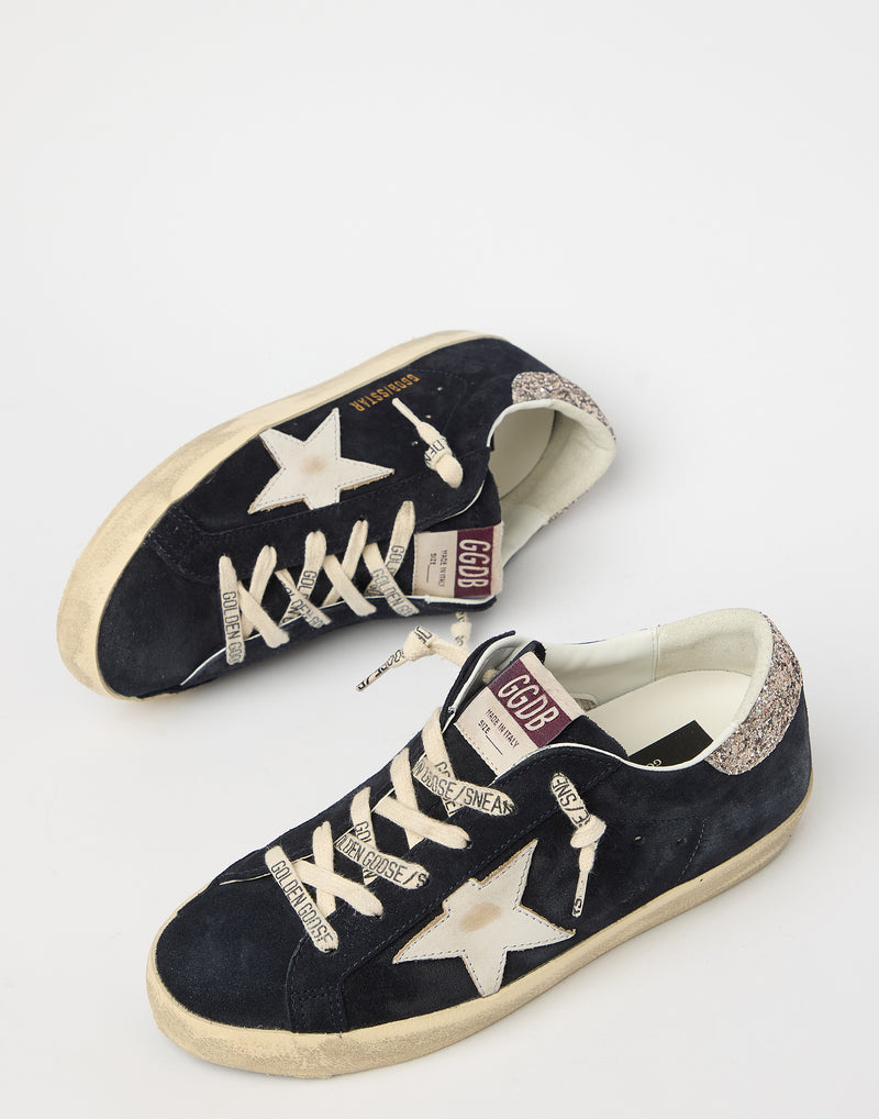 Navy Blue Suede Superstar Sneakers