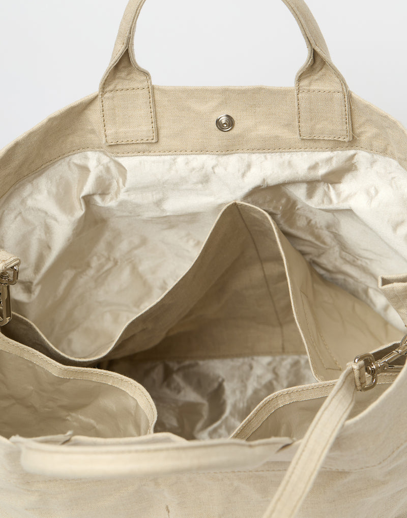 Natural Linen & Metallic Foil Big Dado Tote