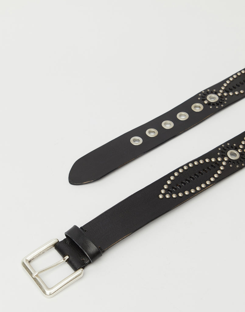 Shop Golden Goose Belts Online  Black Leather Studded Titan Belt – RICARDA