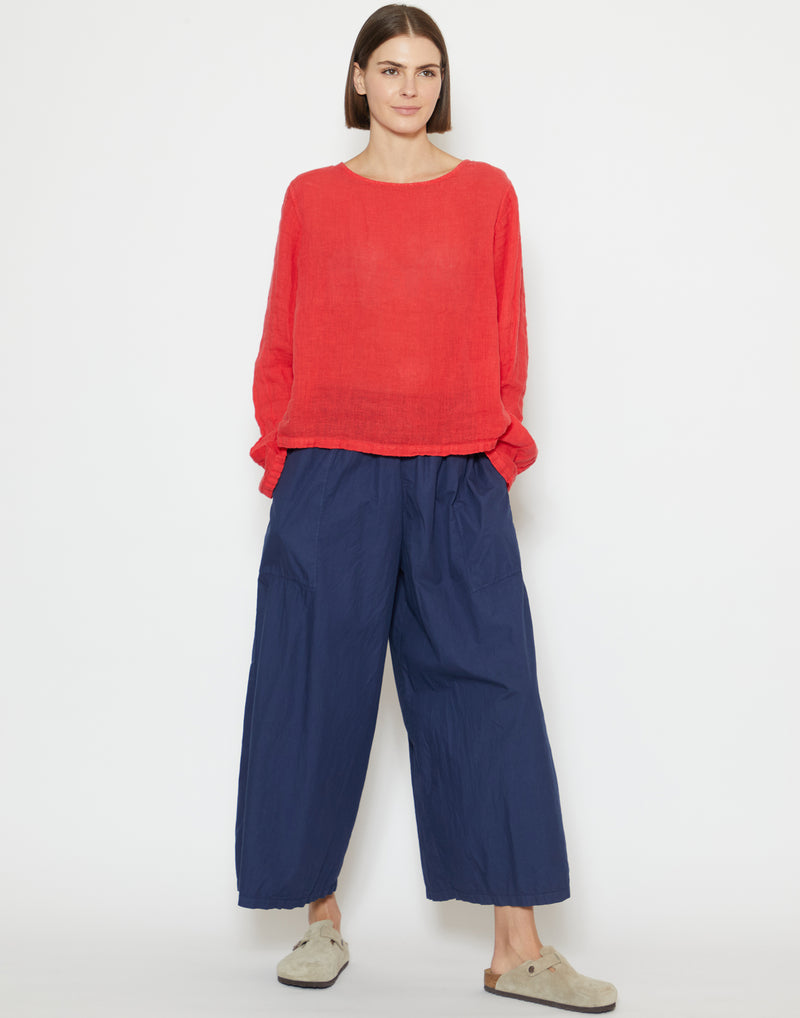 Navy Cotton Poplin Chisato Pants