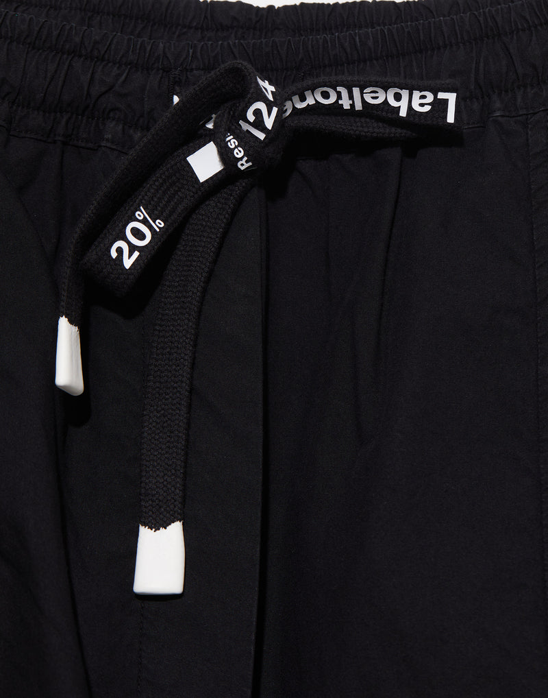 Black Cotton Cropped Pants