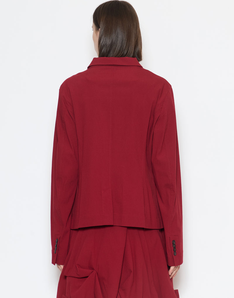 Red Viscose & Wool Blend Stretch Jacket